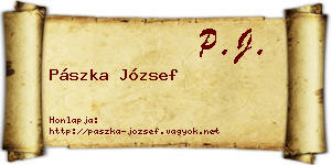 Pászka József névjegykártya