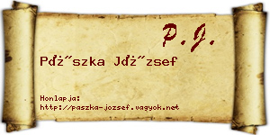 Pászka József névjegykártya
